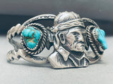 One Of The Most Unique Ever Vintage Native American Navajo Turquoise Sterling Silver Bracelet-Nativo Arts