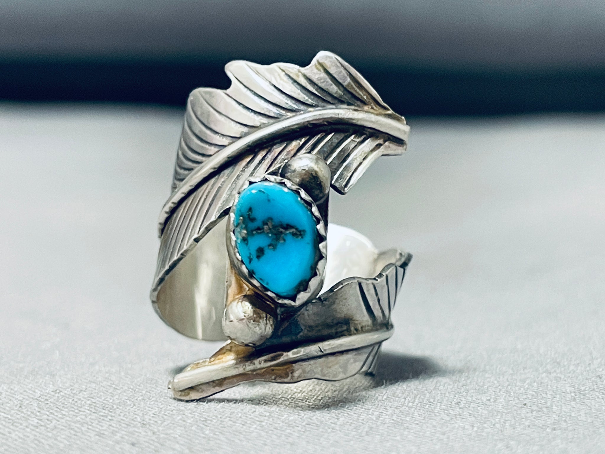 Turquoise purchases Native American feather ring