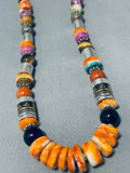 Singer Native American Navajo Spiny Oyster, Lapis, Turquoise Sterling Silver Necklace-Nativo Arts