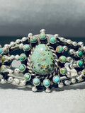 One Of The Best Vintage Native American Navajo 'Satellite' Sterling Silver Turquoise Bracelet-Nativo Arts