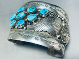 Colossal Vintage Native American Navajo Leaf Turquoise Sterling Silver Bracelet Cuff-Nativo Arts