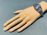 Flowers Of Charoite Vintage Native American Navajo Sterling Silver Bracelet Cuff-Nativo Arts