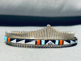6 Inch Wrist Vintage Native American Zuni Turquoise Inlay Sterling Silver Clasp Bracelet-Nativo Arts