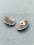Wonderful Vintage Native American Navajo Morenci Turquoise Sterling Silver Round Earrings-Nativo Arts