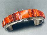 7.5 Inch Wrist Vintage Native American Navajo Spiny Oyster Shell Sterling Silver Bracelet-Nativo Arts