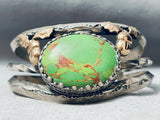 Heavy Vintage Navajo 14k Gold Gaspeite Sterling Silver Coil Bracelet-Nativo Arts