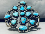 Artist Bill Signed Huge Vintage Native American Navajo Turquoise Sterling Silver Bracelet-Nativo Arts