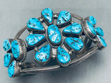 One Of Biggest Teardrop Stone Turquoise Vintage Native American Navajo Sterling Silver Bracelet-Nativo Arts