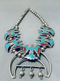 Choker Vintage Native American Navajo Turquoise Sterling Silver Squash Blossom Necklace-Nativo Arts