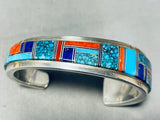 Wil Yazzie Vintage Native American Navajo 6' Wrist Sterling Silver Inlay Turquoise Bracelet-Nativo Arts