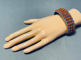 Gasp!! Fabulous Native American Navajo Circle Corals Sterling Silver Bracelet-Nativo Arts