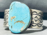 Jaw-dropping Vintage Native American Navajo Pilot Mountain Turquoise Sterling Silver Bracelet-Nativo Arts