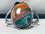 Planet Mars Agate Vintage Native American Navajo Sterling Silver Bracelet Old-Nativo Arts