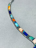 Important Native American Navajo Turquoise Coral Sterling Silver Necklace-Nativo Arts