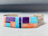 6 Inch Wrist Vintage Native American Navajo Turquoise Inlay Sterling Silver Bracelet-Nativo Arts