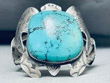 Marvelous Sioux Godber Turquoise Sterling Silver Turtle Bracelet-Nativo Arts
