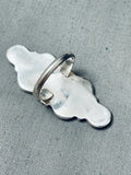 Towering Vintage Native American Navajo Turquoise Teardrop Sterling Silver Ring Old-Nativo Arts