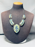 Dropdead Fab Vintage Green Turquoise Sterling Silver Necklace Old-Nativo Arts
