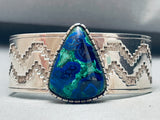 One Of The Best Vintage Native American Navajo Azurite Sterling Silver Bracelet Cuff-Nativo Arts