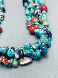100 Grams Vintage Native American Navajo Old Kingman Turquoise Sterling Silver Necklace-Nativo Arts