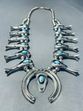 Gasp! Bisbee Turquoise Vintage Native American Navajo Sterling Silver Squash Blossom Necklace-Nativo Arts