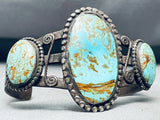 Early 1900's Vintage Native American Navajo Easter Blue Turquoise Sterling Silver Bracelet-Nativo Arts