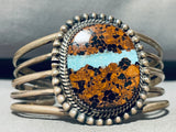 Kay Johnston Vintage Native American Navajo Natural Fissure Turquoise Sterling Silver Bracelet-Nativo Arts