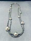 Orbs Of Sterling Vintage Native American Navajo Silver Necklace-Nativo Arts