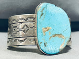 Jaw-dropping Vintage Native American Navajo Pilot Mountain Turquoise Sterling Silver Bracelet-Nativo Arts