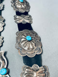 Important Ben Yazzie Vintage Native American Navajo Turquoise Sterling Silver Concho Belt