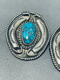 40 Grams Quality Vintage Native American Navajo Clip On Turquoise Sterling Silver Earrings-Nativo Arts