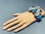 Fly Like An Eagle Vintage Native American Navajo Turquoise Sterling Silver Bracelet-Nativo Arts