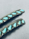 Emma Tsosie Magnificent Vintage Native American Navajo Kingman Turquoise Sterling Silver Pin-Nativo Arts