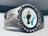 Bird Of Inlay Vintage Navajo Turquoise Sterling Silver Bracelet-Nativo Arts