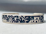 Extremely Intricate Hand-carved Vintage Native American Hopi Sterling Silver Bracelet