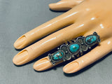 Superb Vintage Native American Navajo 3 Pilot Mountain Turquoise Sterling Silver Colossal Ring-Nativo Arts
