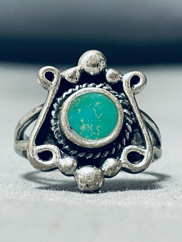 Earlier Vintage Native American Navajo Cerrillos Turquoise Sterling Silver Ring Old-Nativo Arts