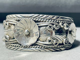 Happy Flower Vintage Native American Navajo Sterling Silver Bracelet Cuff-Nativo Arts