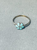 Adorable Vintage Native American Zuni Blue Gem Turquoise Sterling Silver Ring-Nativo Arts