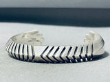 Serrated Native American Navajo Signed Sterling Silver Bracelet-Nativo Arts