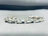 Glorious Native American Navajo Sterling Silver Twist Thick Bracelet-Nativo Arts