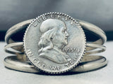 Impressive Ben Franklin Half Dollar Vintage Native American Navajo Sterling Silver Coin Bracelet-Nativo Arts