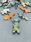One Of The Best Vintage Santo Domingo Turquoise Fetish Sterling Silver Necklace-Nativo Arts