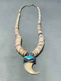 Native American Rare Vintage Santo Domingo Blue Gem Turquoise Shell Sterling Silver Necklace-Nativo Arts