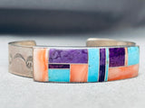 6 Inch Wrist Vintage Native American Navajo Turquoise Inlay Sterling Silver Bracelet-Nativo Arts