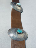 Quality Hand Tooled Vintage Native American Navajo Sterling Silver Turquoise Concho Belt Old-Nativo Arts