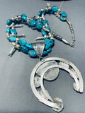 Superior Native American Navajo Signed Blue Diamond Turquoise Sterling Silver Squash-Nativo Arts