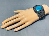 One Of The Best Vintage Native American Navajo Old Morenci Turquoise Sterling Silver Bracelet-Nativo Arts