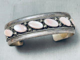 Beautiful Vintage Native American Navajo Slanted Shell Sterling Silver Bracelet-Nativo Arts