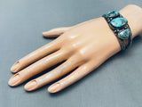 Superior Vintage Native American Navajo Morenci Turquoise Sterling Silver Bracelet-Nativo Arts